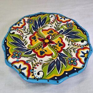 España Lifestyle Bocca 9” Hand Painted Handcrafted Scalloped Ceramic Salad Plate